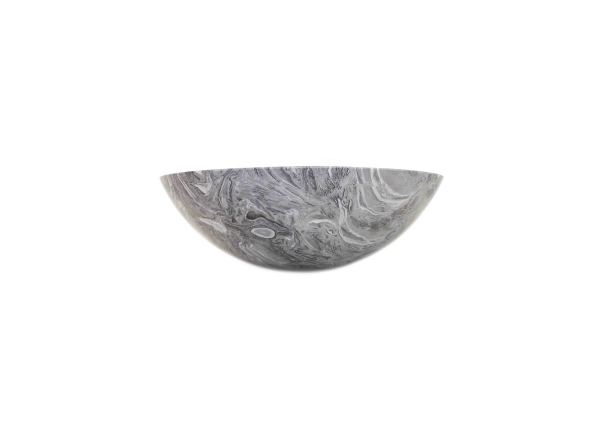 WHELK (MATTE FINISH) 420*140 Whelk Fossil Grey Swirl Round Marble Countertop Vanity Basin