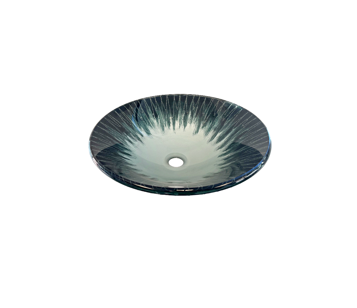 BEJEWELLED 445*140 Tapered Round Jewelled Blue Black Tempered Glass Countertop Vanity Basin