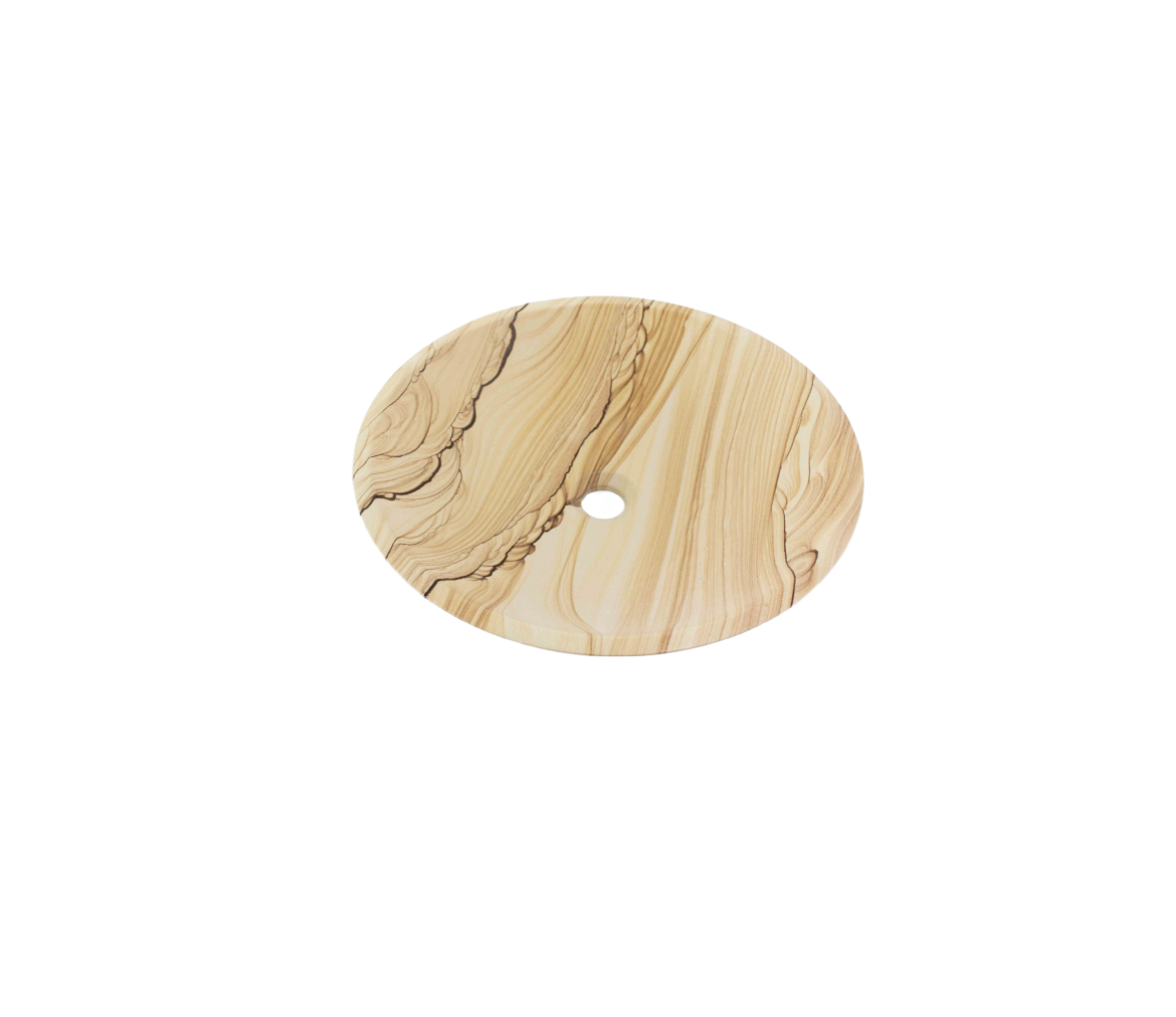 SANDSTORM Matte 420*140 Wood Vein Sandy Brown Round Marble Countertop Vanity Basin