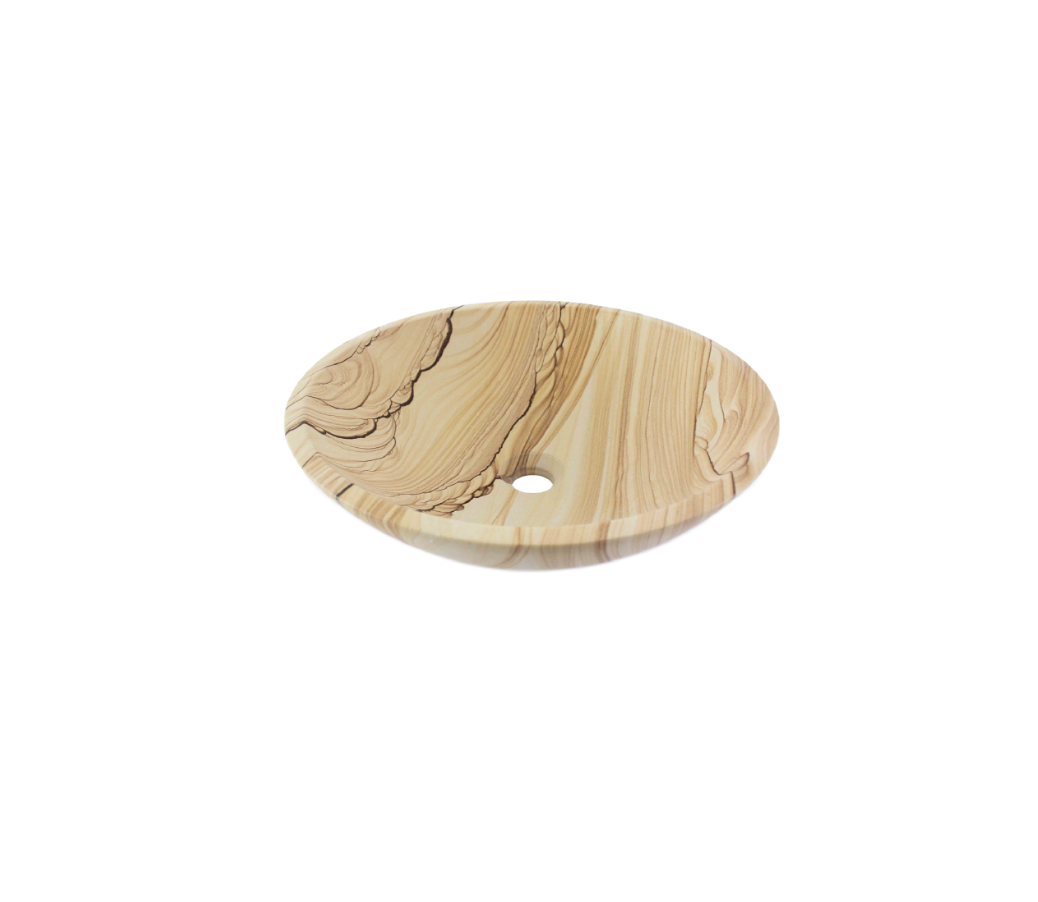 SANDSTORM Matte 420*140 Wood Vein Sandy Brown Round Marble Countertop Vanity Basin