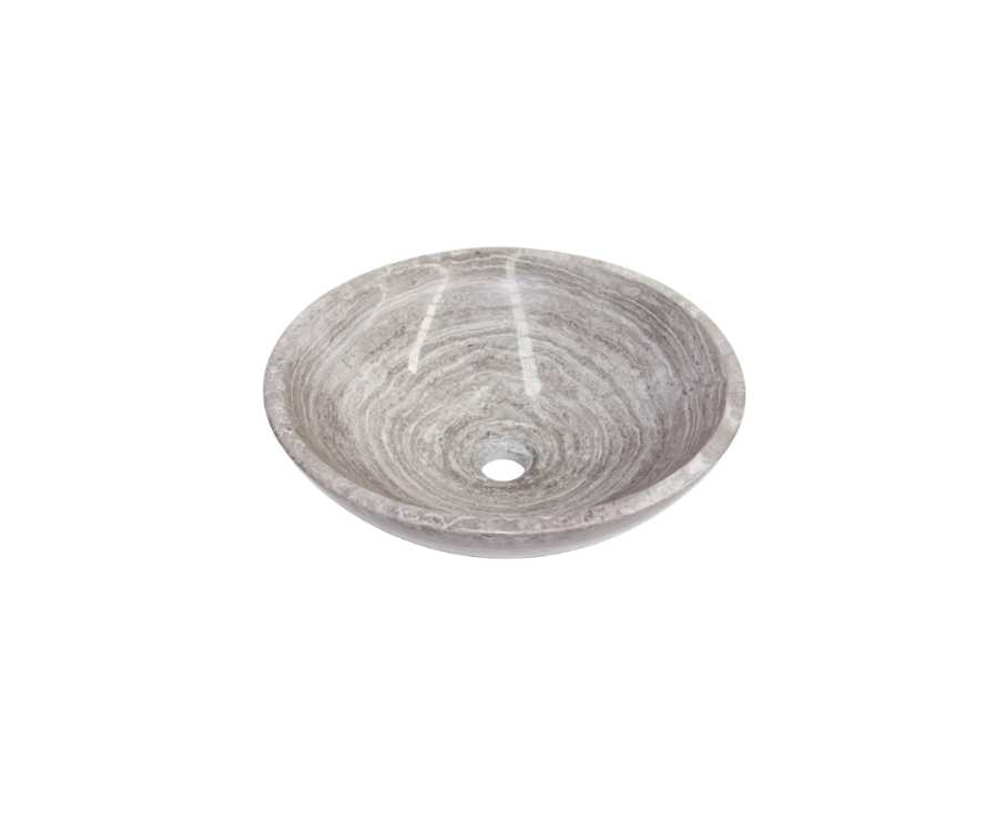 GREY DUSK COMPACT 365*120 French Grey Vein Round Marble Countertop Vanity Basin