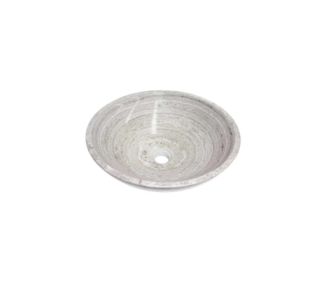 GREY DUSK 420*140 French Grey Vein Round Marble Countertop Vanity Basin