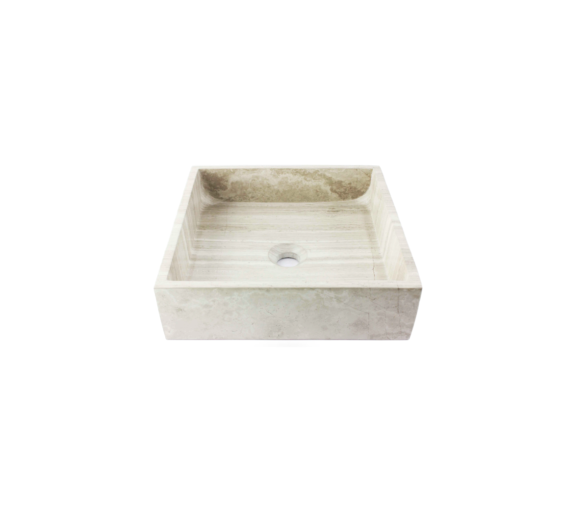 GREY DUSK 400*400*130 French Grey Vein Marble Straight Square Countertop Vanity Basin