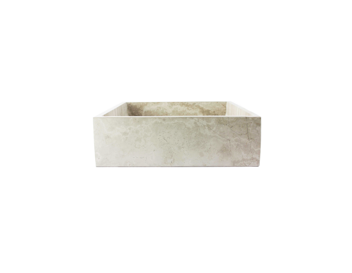 GREY DUSK 400*400*130 French Grey Vein Marble Straight Square Countertop Vanity Basin