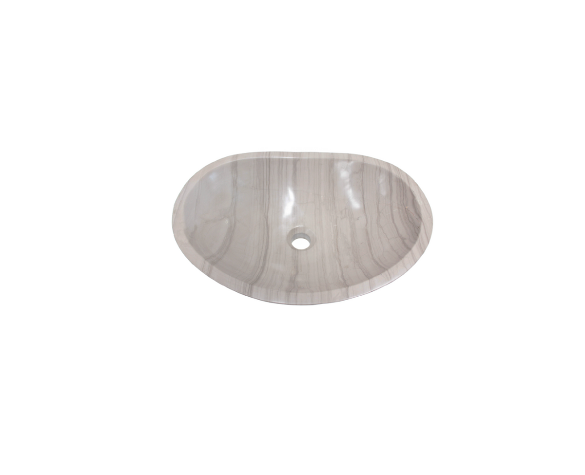 COFFEE 460*360*120/145 Athens Grey Wood Marble Brown Vein Oval Curve Countertop Vanity Basin