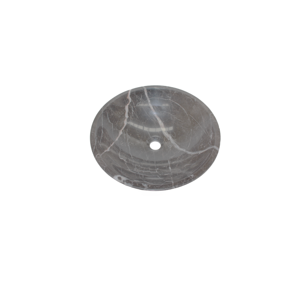 BROWNE 420*140 Trilob Brown & White Vein Marble Round Countertop Vanity Basin
