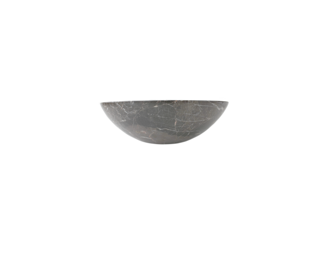 BROWNE 420*140 Trilob Brown & White Vein Marble Round Countertop Vanity Basin