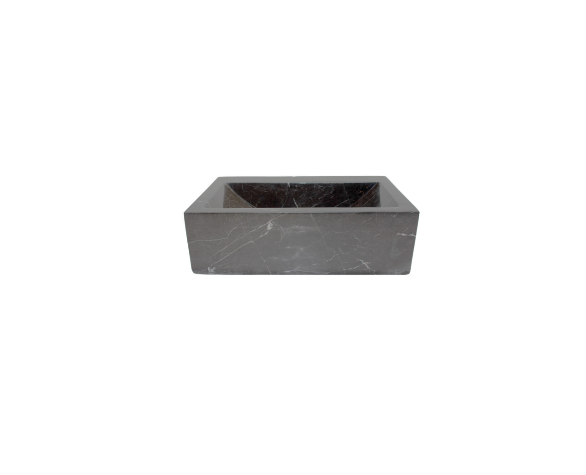 BROWNE STYLUS 400*250*120 Trilob Brown & White Vein Marble Rectangle Compact Countertop Vanity Basin