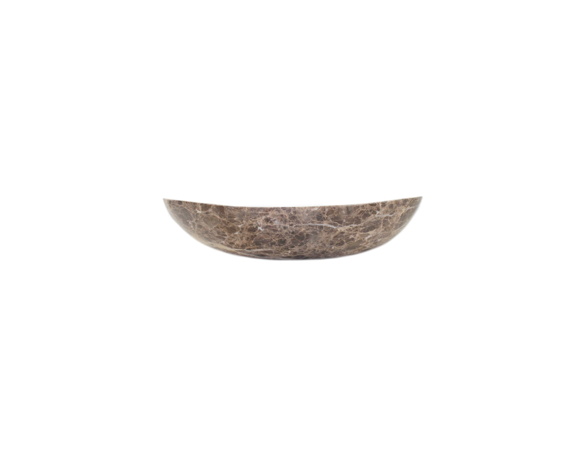 ASSAM BOLD 600*365*110/140 Dark Emperador Brown with Cream & White Vein Marble Oval Curve Countertop Vanity Basin