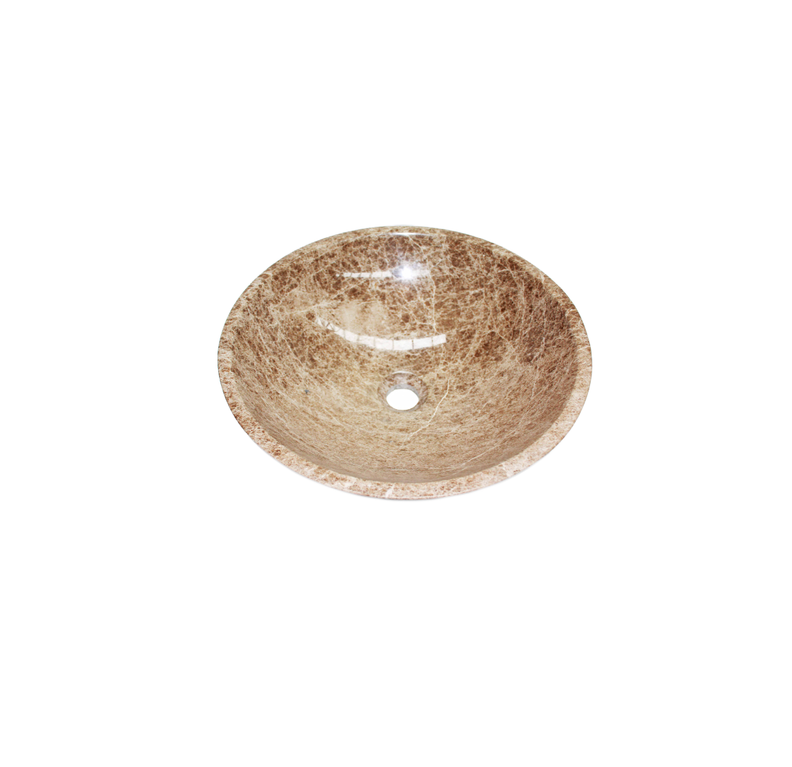 CRYSTAL 420*140 Turkey Emperador Light Brown & Cream Vein Round Countertop Vanity Basin
