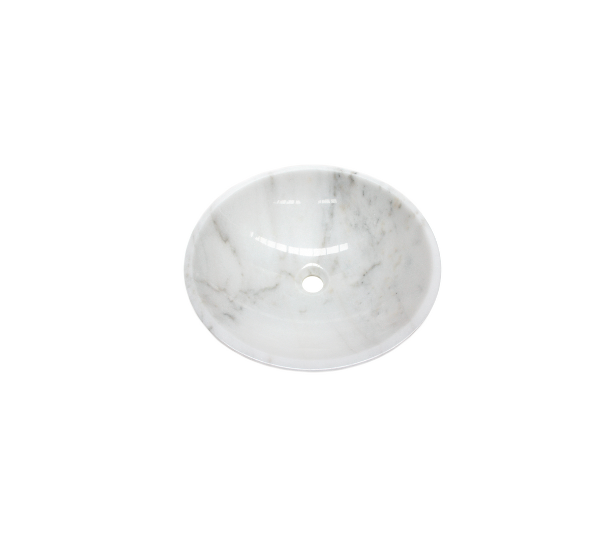 WHITE VEIN (COMPACT) 365*120 White & Grey Vein Marble Round Countertop Vanity Basin