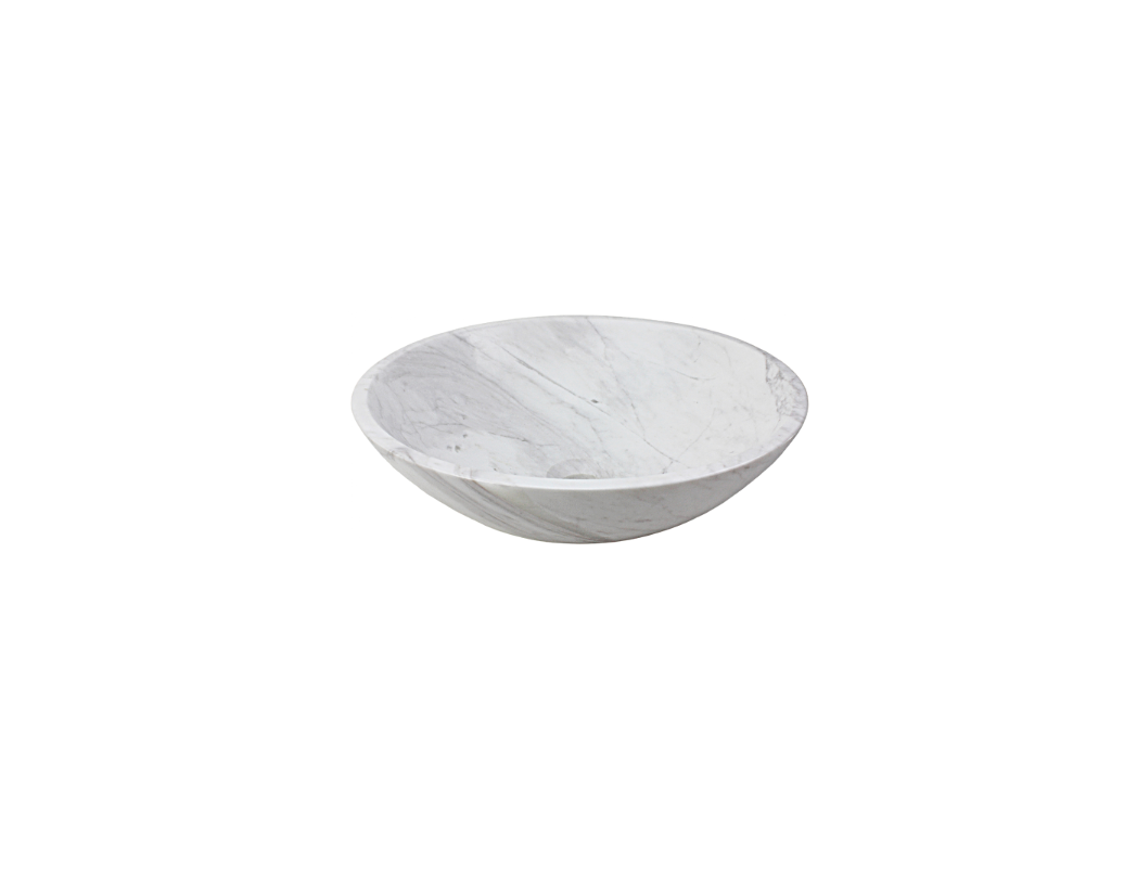 VOLAKAS 420*140 White & Grey Vein Marble Round Countertop Vanity Basin