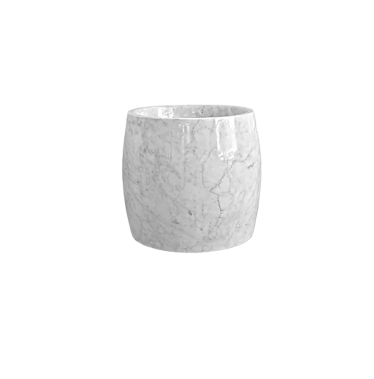 CARRARA 400D*450H*25T White & Grey Vein Tall Rounded Marble Countertop Vanity Basin