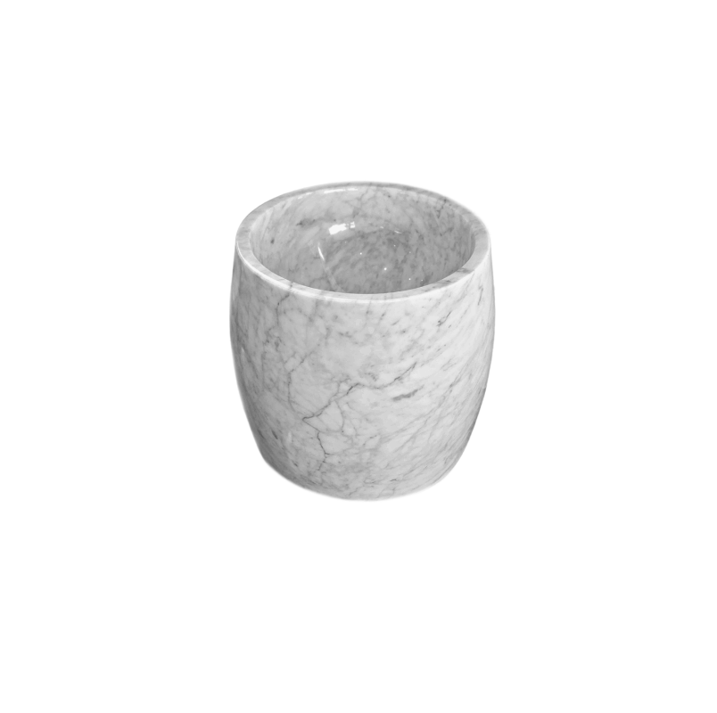 CARRARA 400D*450H*25T White & Grey Vein Tall Rounded Marble Countertop Vanity Basin