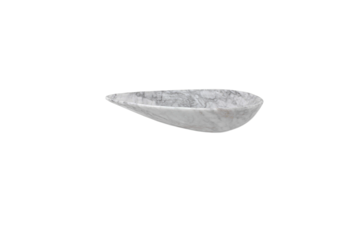 CARRARA TEARDROP 640*335*130 White & Grey Vein Teardrop Egg Marble Countertop Vanity Basin