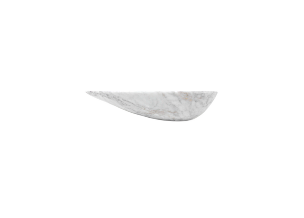 CARRARA TEARDROP 640*335*130 White & Grey Vein Teardrop Egg Marble Countertop Vanity Basin
