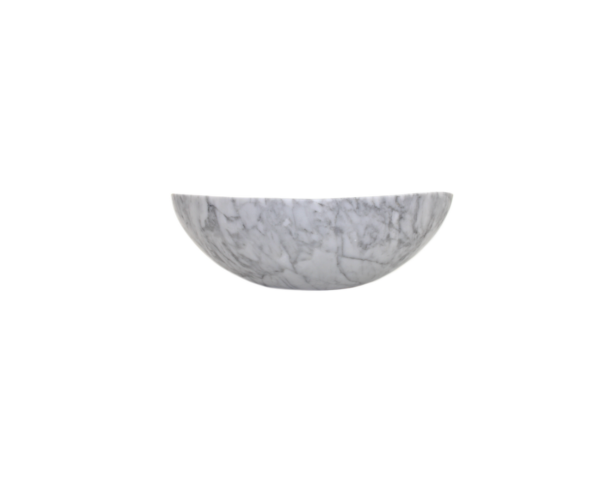 CARRARA TAPERED OVAL 465*365*120/140 White & Grey Vein Tapered Oval Marble Countertop Vanity Basin