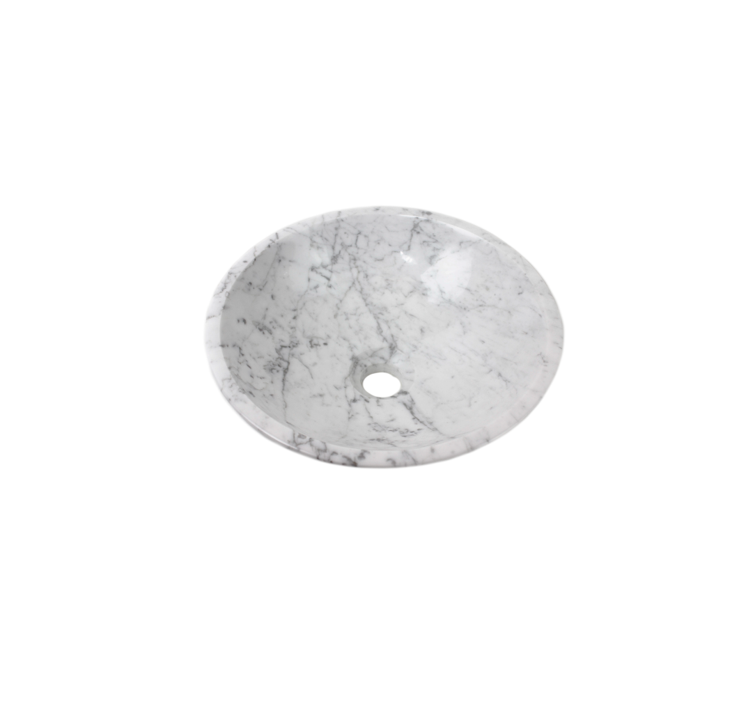 CARRARA ROUND (COMPACT) 320*120 White & Grey Vein Marble Round Countertop Vanity Basin