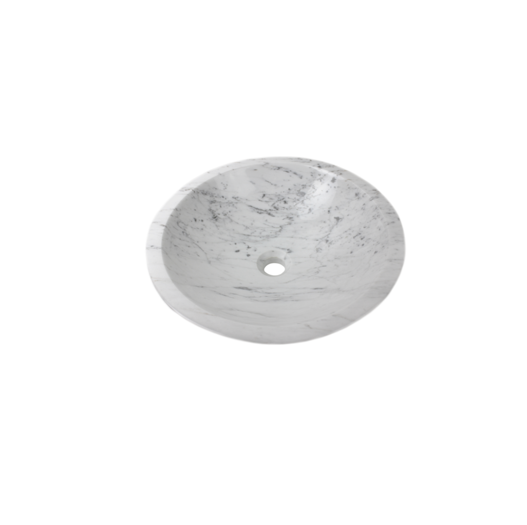 CARRARA ROUND 420*140*25 Thick Edge White & Grey Vein Marble Countertop Vanity Basin