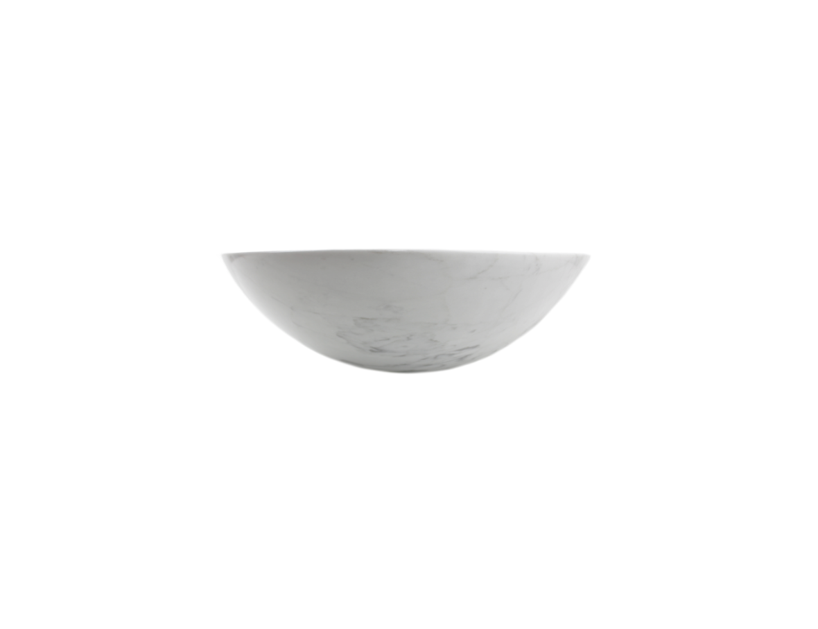 CARRARA ROUND 420*140*25 Thick Edge White & Grey Vein Marble Countertop Vanity Basin