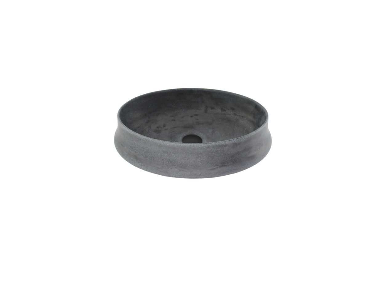 510x365x135 Kheub Terrazzo Oval Basin Smooth Dark Grey Countertop Vanity Basin