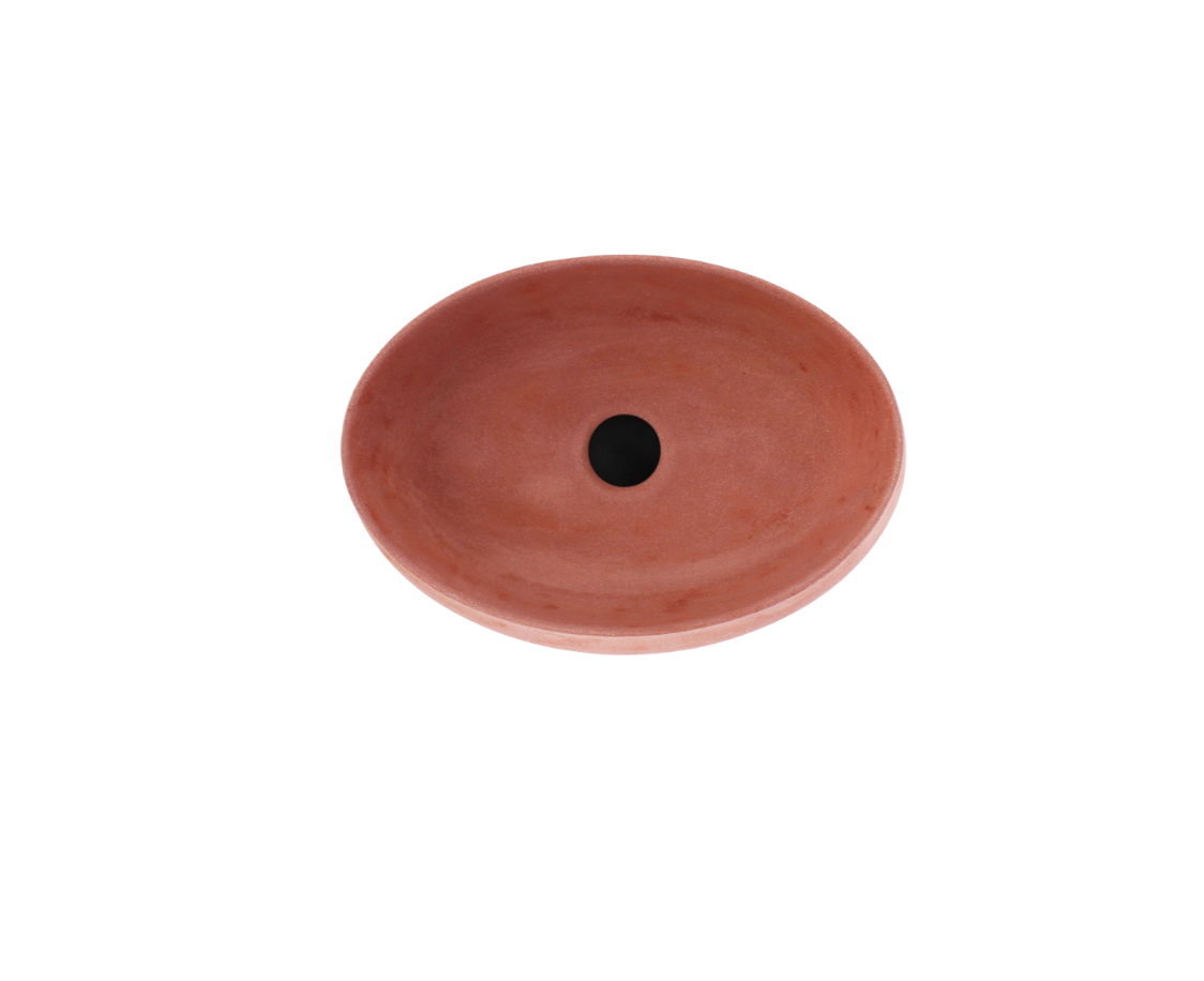 510x365x135 Kheub Terrazzo Oval Matte Blush Pink Countertop Vanity Basin