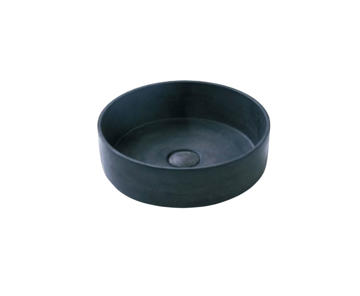 365x365x110 Kheub Terrazzo Round Matte Dark Grey Countertop Vanity Basin
