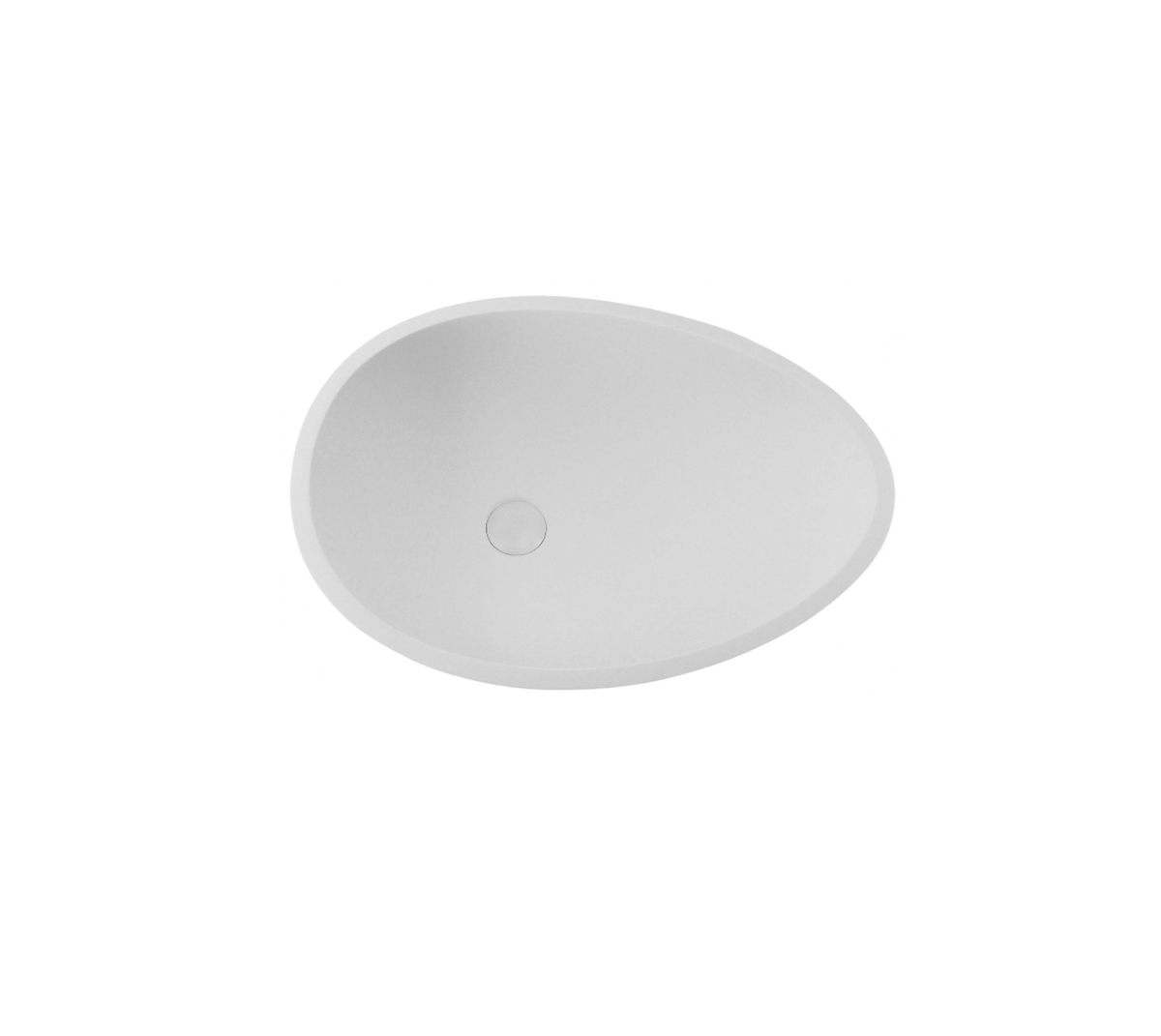 595x435x150 KHEUB Teardrop Designer Hand Crafted Pure White Egg Reconstituted Solid Stone Countertop Vanity Basin