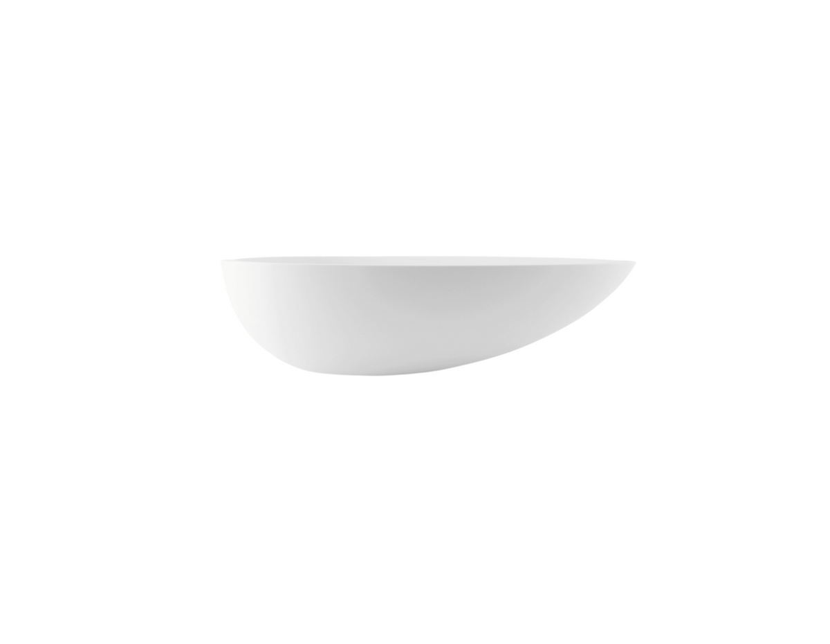 595x435x150 KHEUB Teardrop Designer Hand Crafted Pure White Egg Reconstituted Solid Stone Countertop Vanity Basin