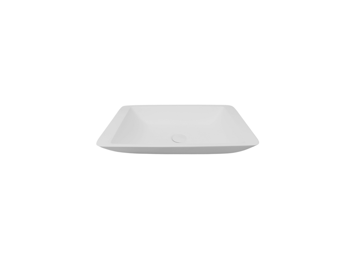 580x340x100 KHEUB Rectangle Designer Hand Crafted Pure White Reconstituted Solid Stone Countertop Vanity Basin