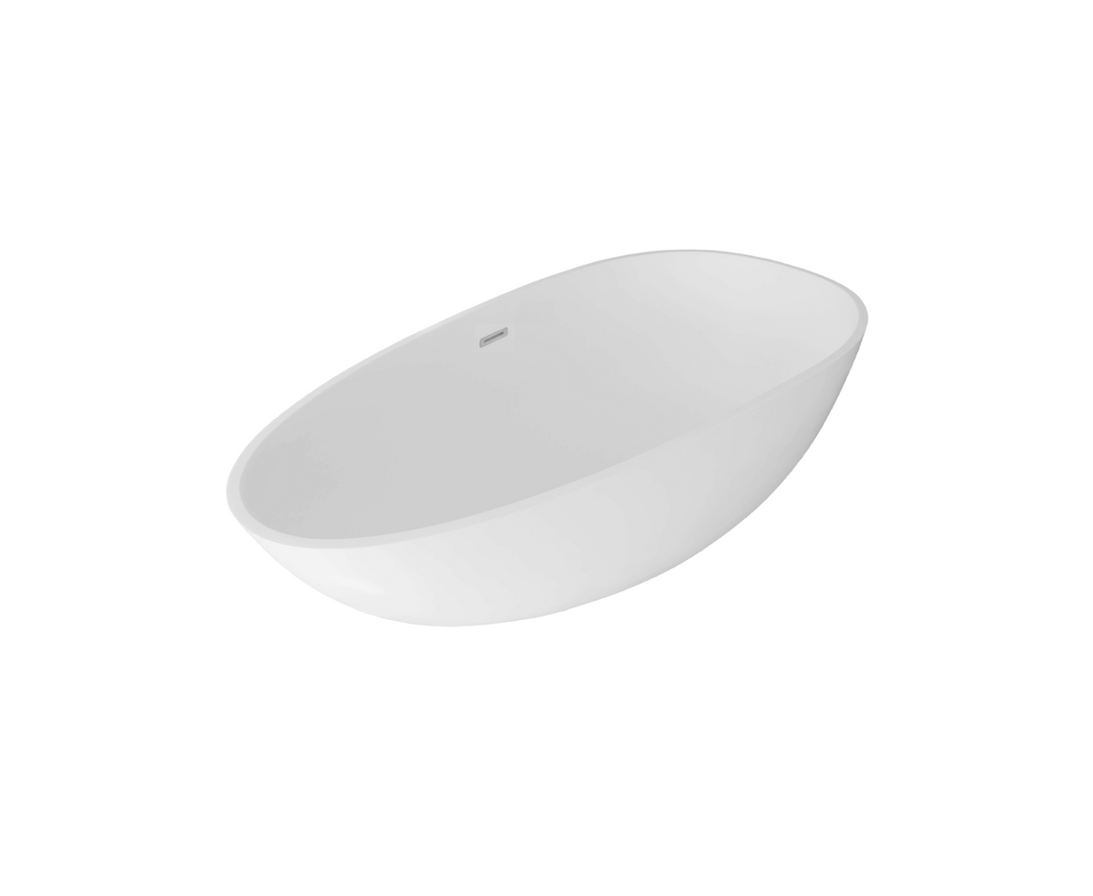 1780x980x570 KHEUB KINGSTON TEARDROP EGG STONE MATTE WHITE FREESTANDING BATHTUB