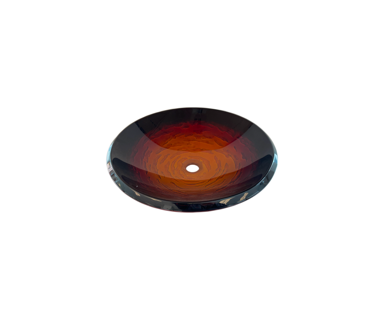 ROYAL CASHMERE 455*125 Brown * Orange Thick Edge Round Low Line Tempered Glass Countertop Vanity Basin