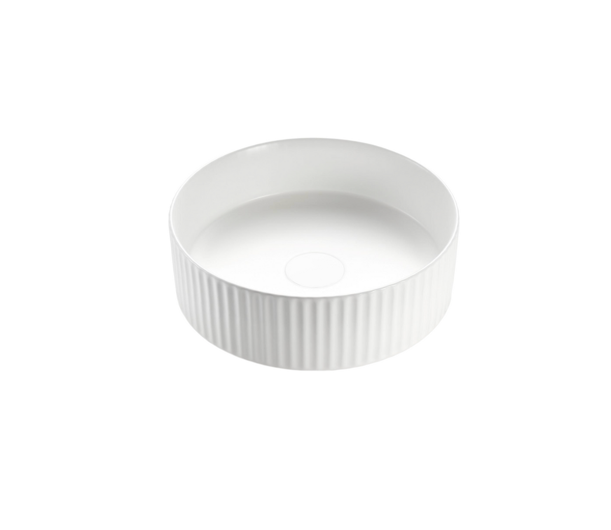 360x360x120 KHEUB Matte White (Full) Fluted Round Ceramic Countertop Vanity Basin