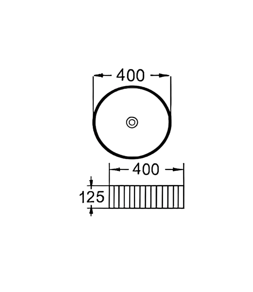 400x400x125 KHEUB Matte White (Full) Fluted Round Ceramic Countertop Vanity Basin
