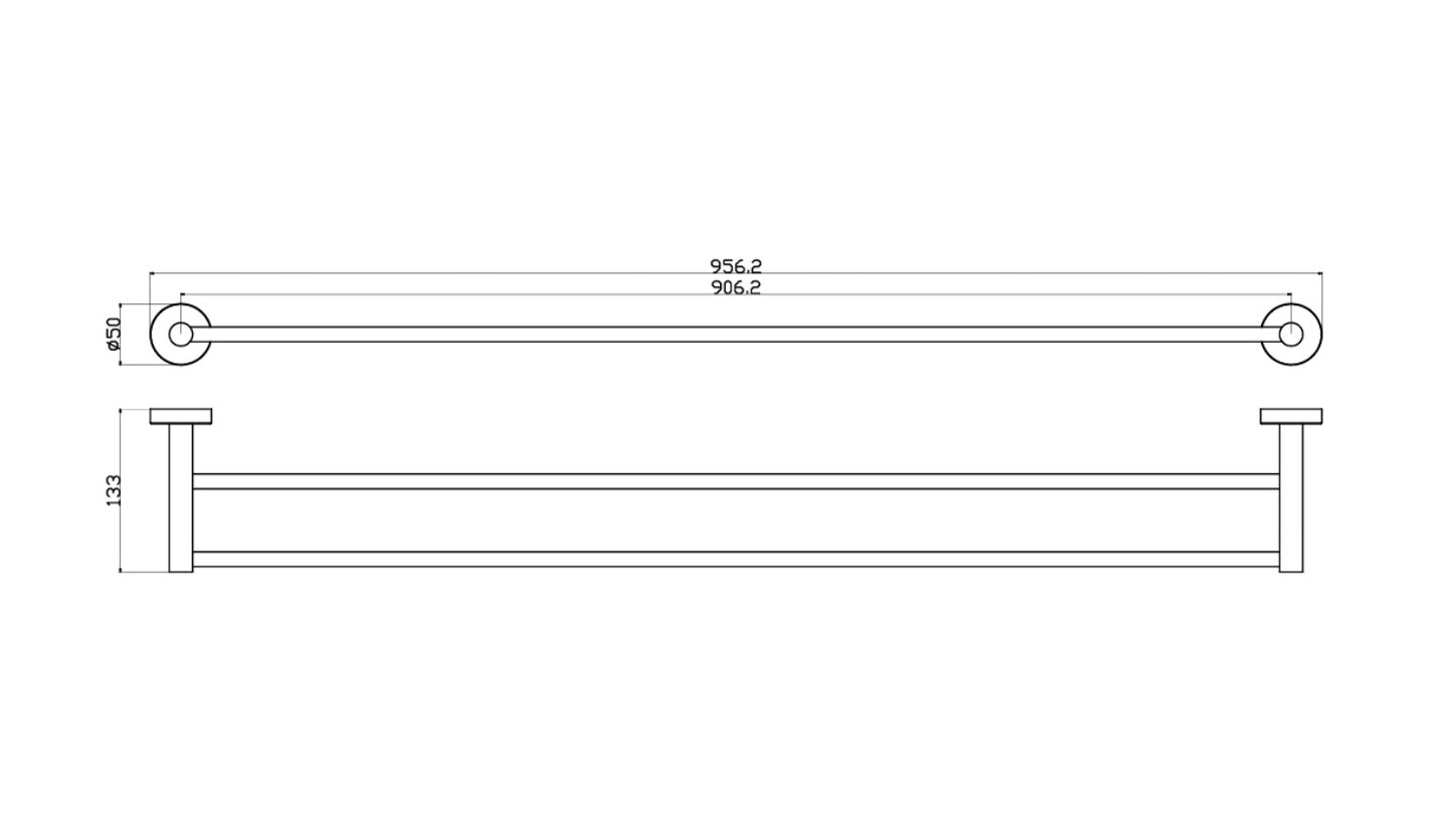 Nouveau Round Slimline Double Towel Rail 900mm - Available in 6 colours