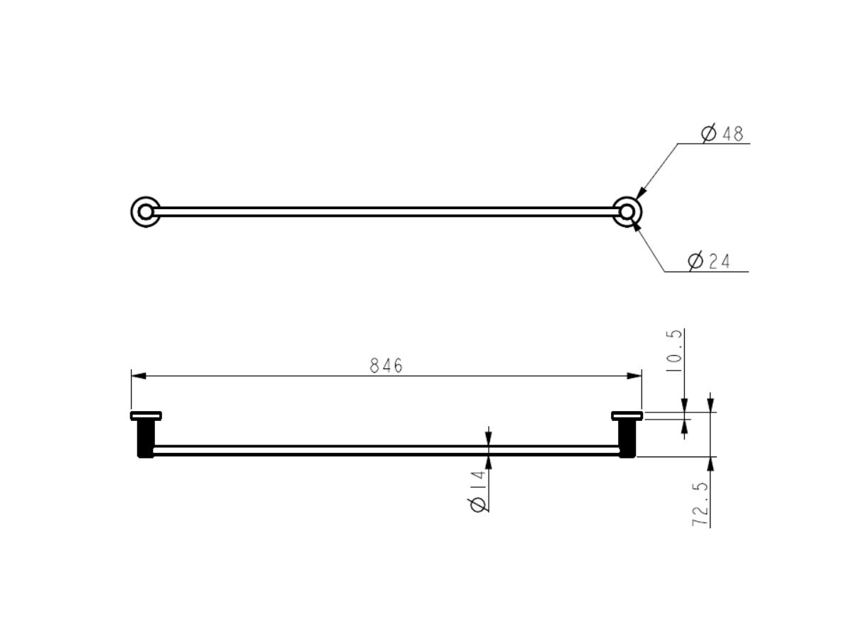 Luxe 800mm Single Towel Rail - Available in 4 colours