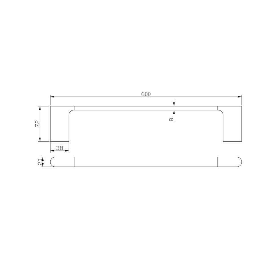 Coral 600mm Single Towel Rail - Available in 5 colours