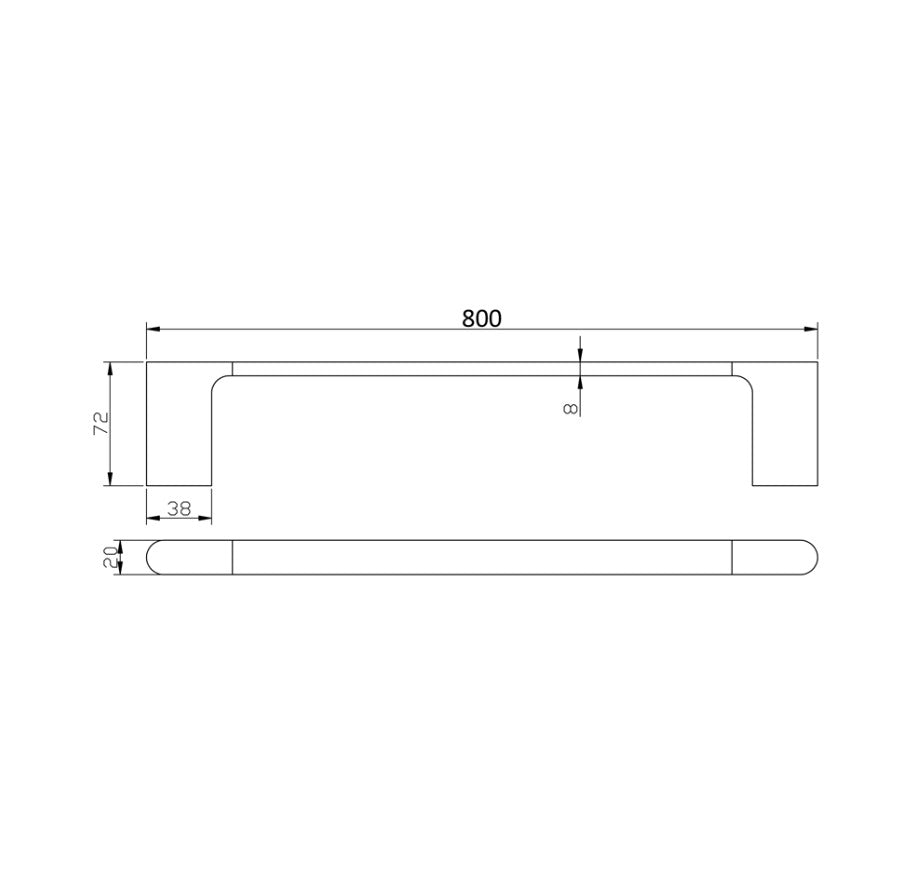 Coral 800mm Single Towel Rail - Available in 5 colours