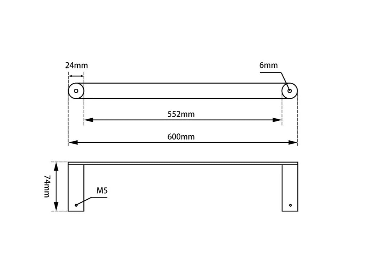 Indi 600mm Single Towel Rail - Available in 4 colours