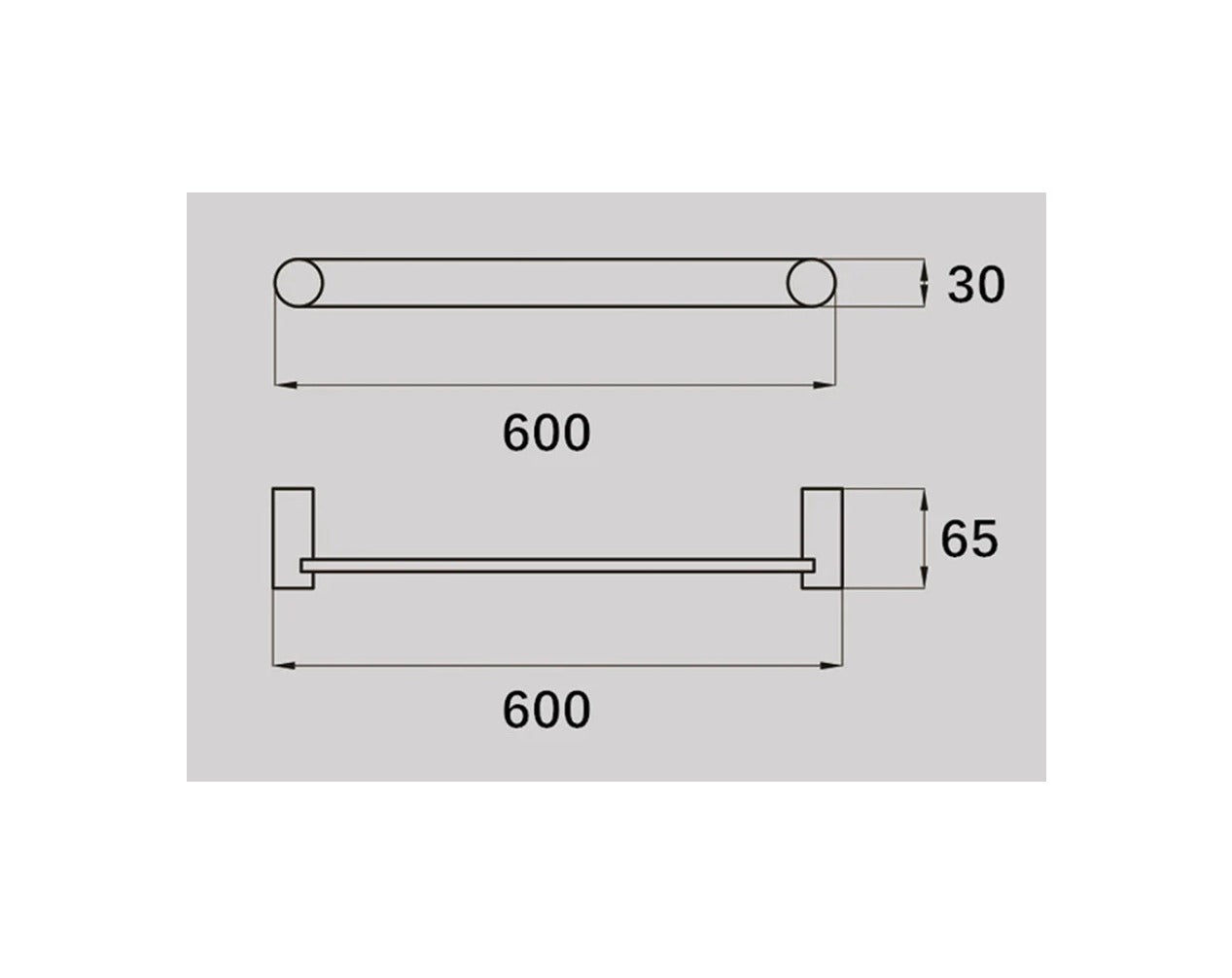 VIVO Single towel Rail 600mm - Available in 6 colours