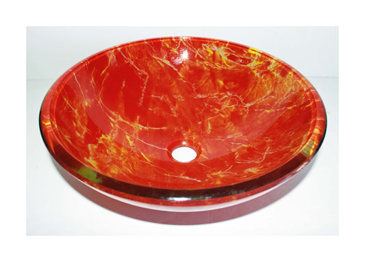 Glass Basin 420 x 140mm Red Fusion