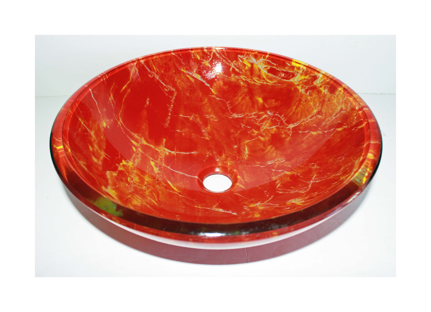 Glass Basin 420 x 140mm Red Fusion