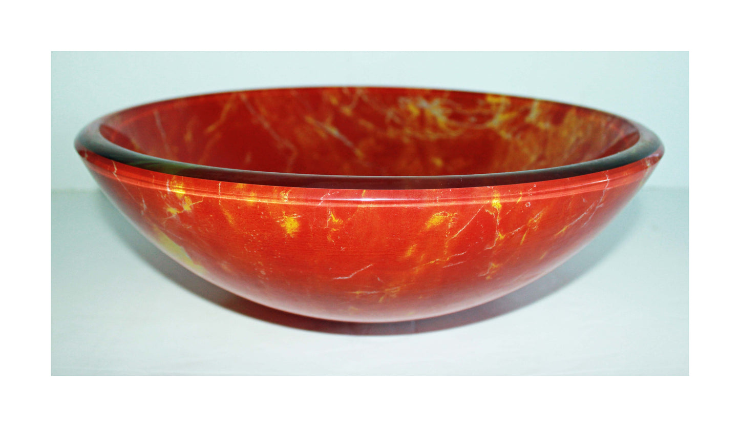 Glass Basin 420 x 140mm Red Fusion