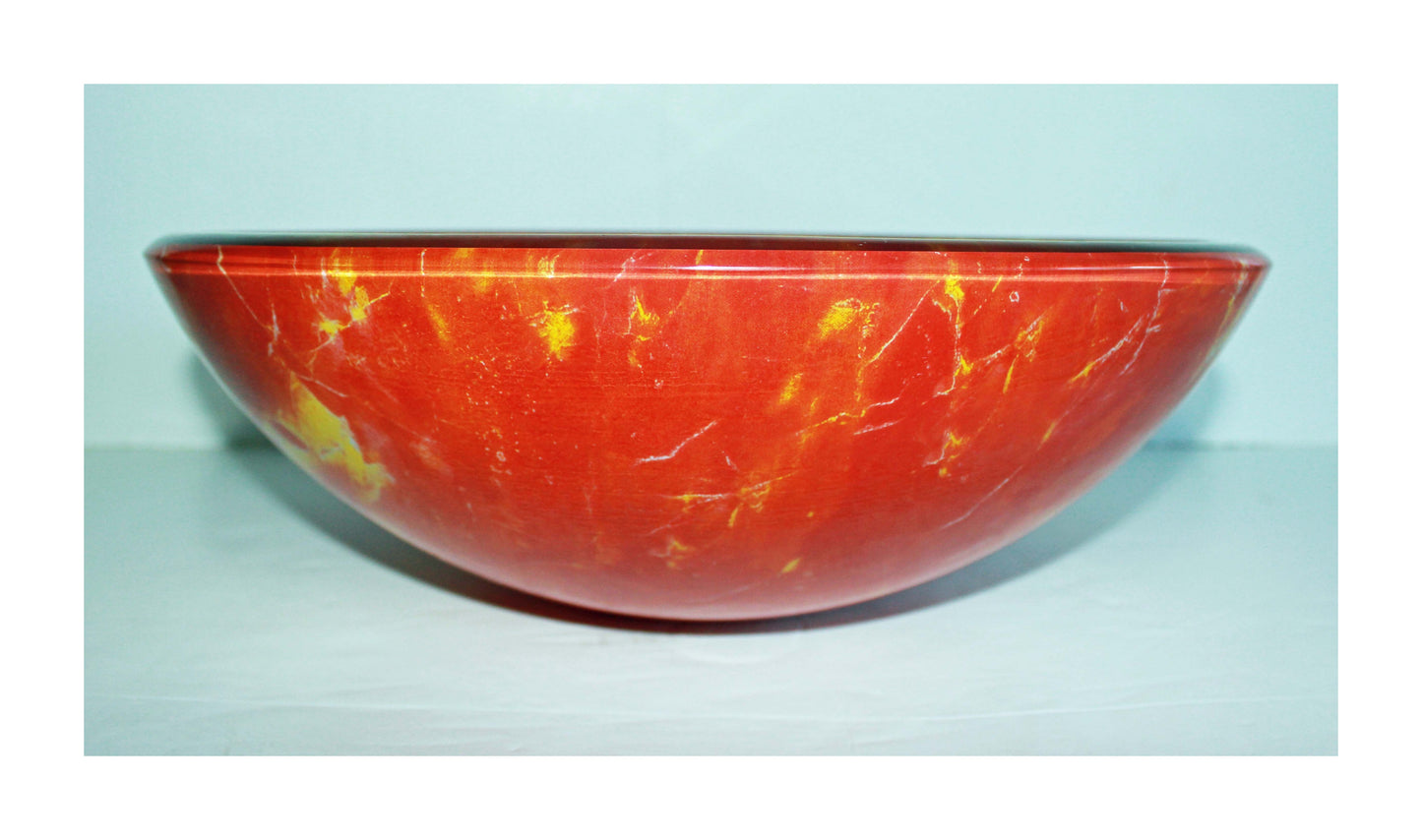 Glass Basin 420 x 140mm Red Fusion