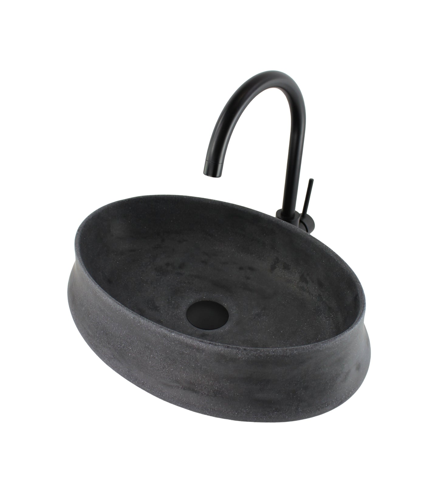 Kheub Terrazzo Oval Matte Charcoal Dark Grey