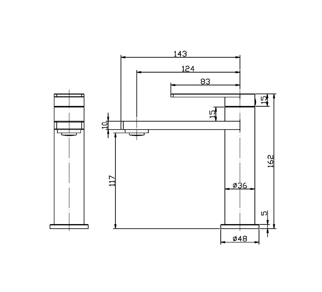 INDUSTRIE III  Slimline Short Basin Mixer - Available in 5 Colours