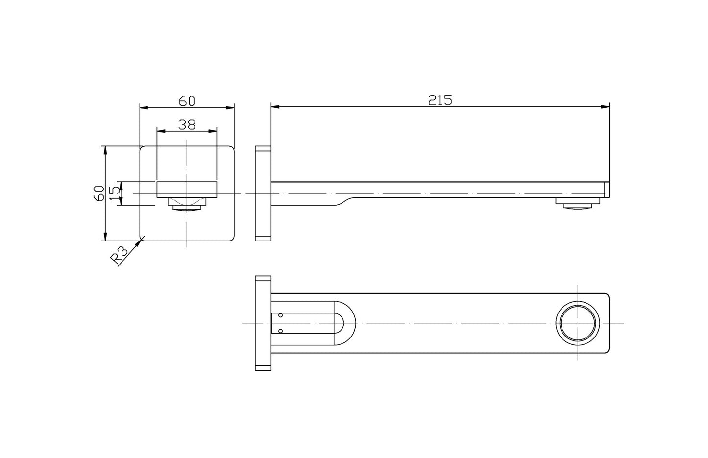 INDUSTRIE III  Slimline Wall Spout - Available in 5 Colours