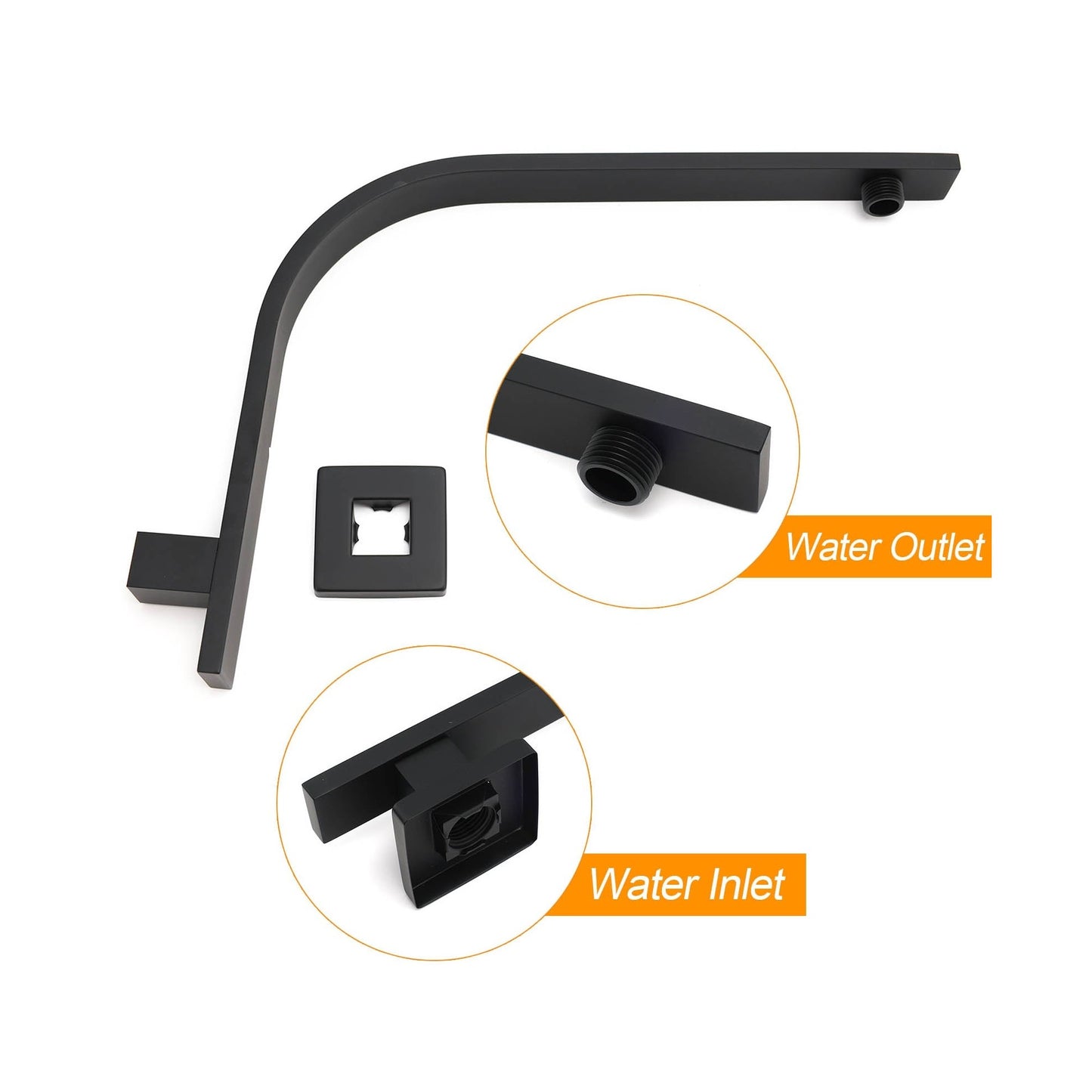 270mm High Lift Square Shower Extension Arm - Available in 5 Colours