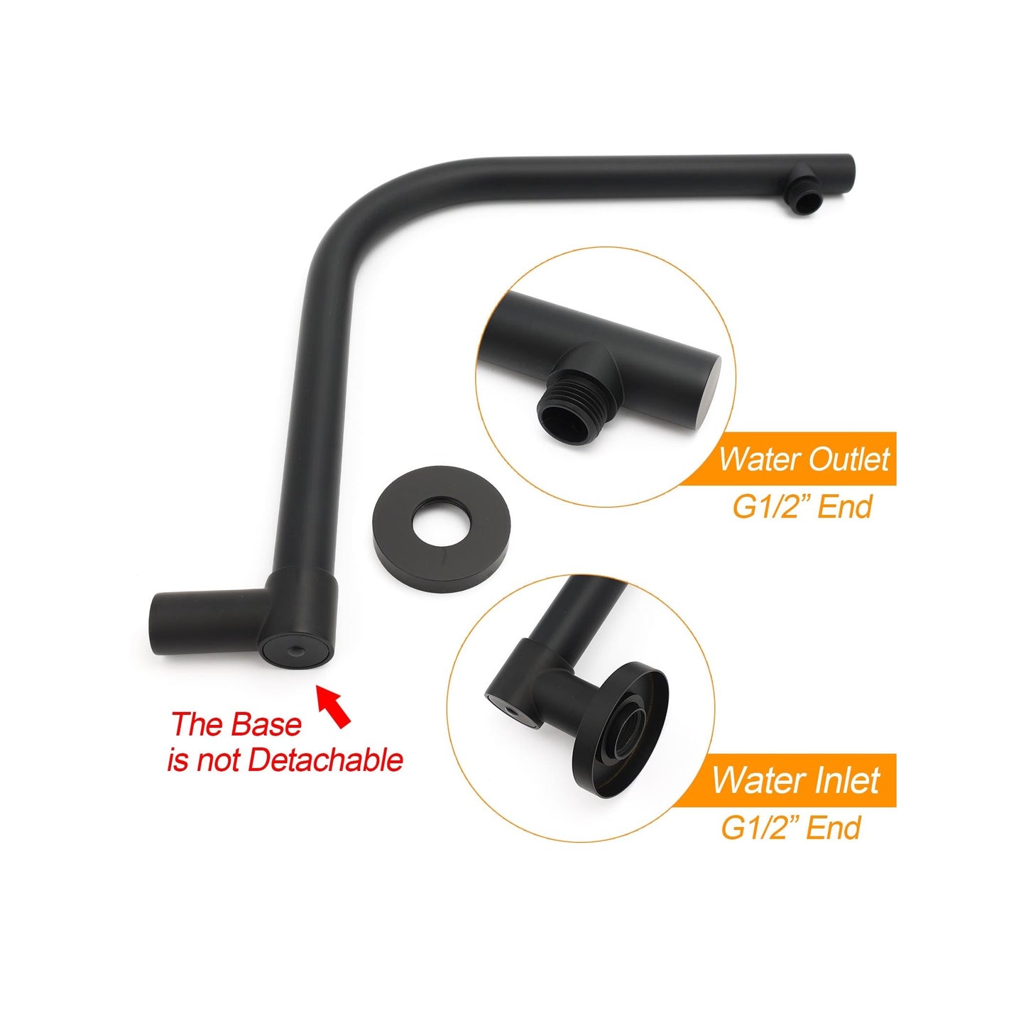 340mm High Lift Round Shower Swivel Arm - Available in 5 Colours