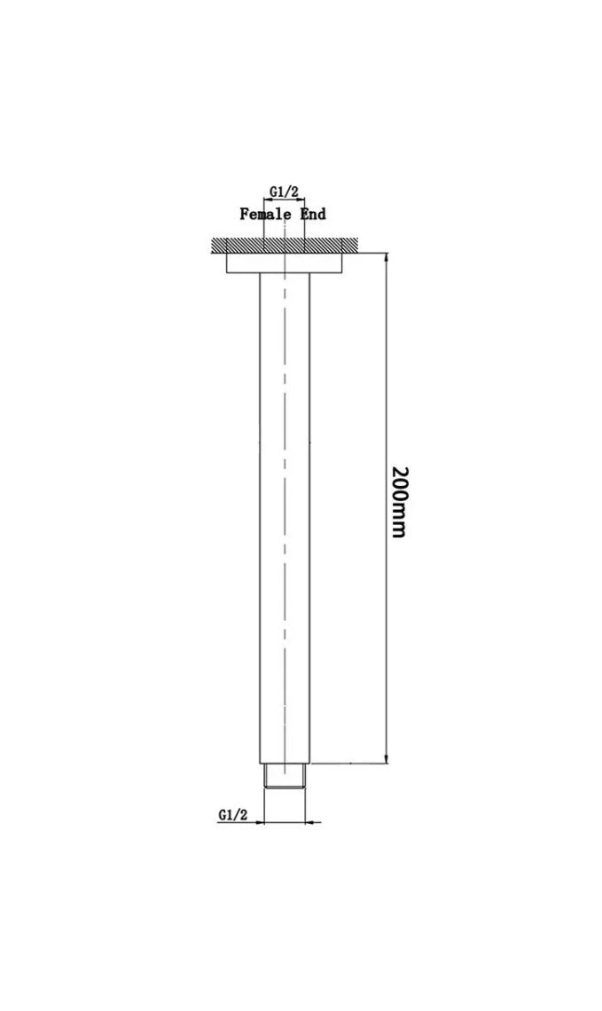 200mm Round Ceiling Arm (Dropper) - Available in 5 Colours